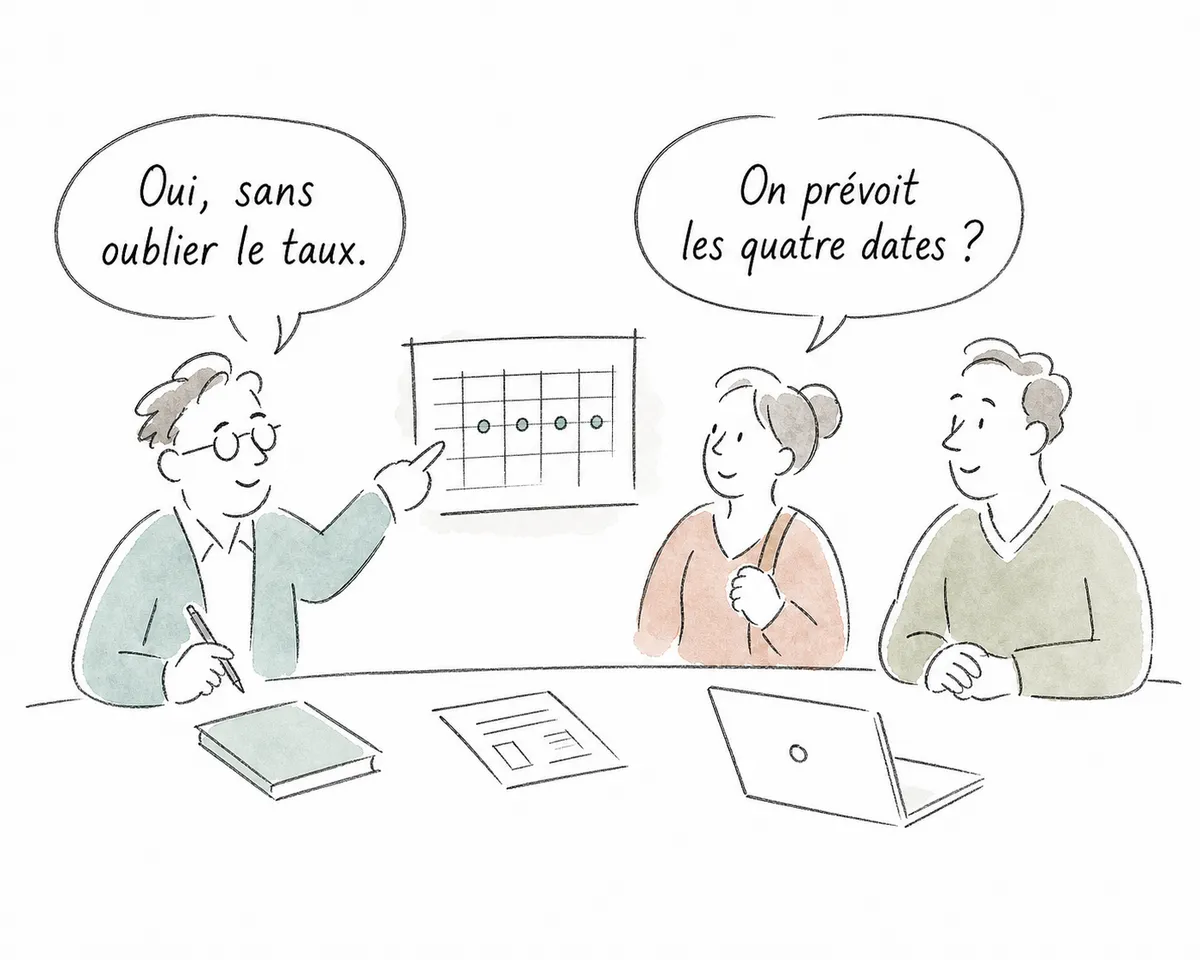 Roger aide Marc et Julie à anticiper les prélèvements inscrits sur leur avis d’impôt.